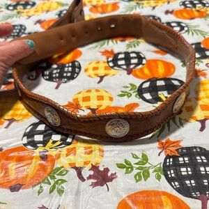 Brown Leather Belt with Silver Accents